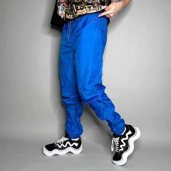 Nike Other - Vintage Nike Track Pants Royal Blue Nylon Joggers Subtle Embroidered Swoosh 90s